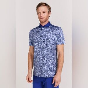 Redvanly Men XL Mazarine Blue Golf Polo Floral Stretch Athletic Luxury NEW $105